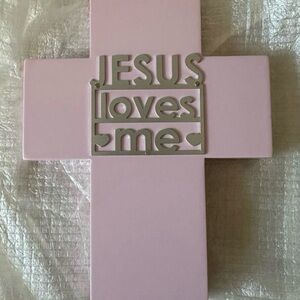 JESUS LOVES ME PINK CROSS FRAMES OF FAITH